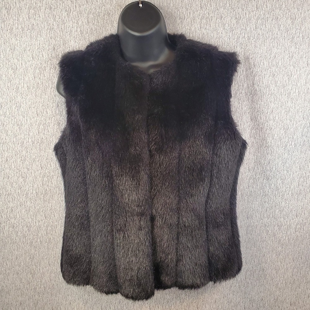Women's Faux Fur Black Vest Size S Grunge Emo Punk Rock N Roll Sexy Coat